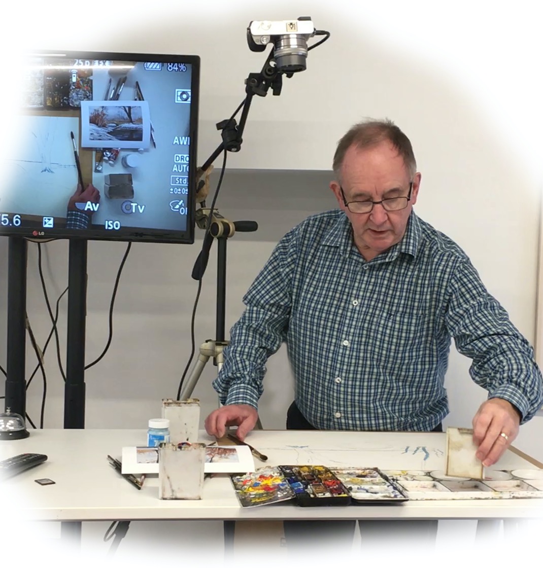 Eric demonstrating watercolour painting