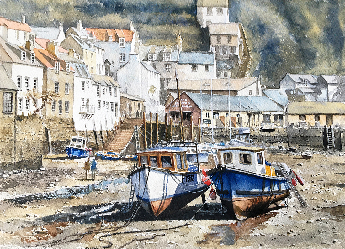 Watercolour video art lesson on Polperro